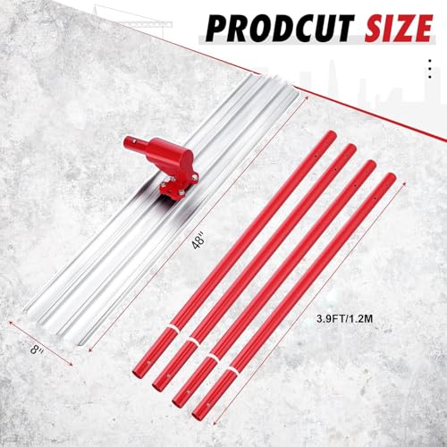48"x8" Bull Float Kit Magnesium Bull Float for Concrete Finishing Heavy-Duty Cement Smoothing Tool With 4 Float Handle Bracket - Image 3
