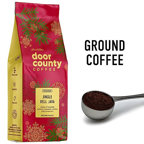 Door County Coffee Jingle Bell Java Flavored Coffee Ground - 8oz Bag - Holiday Seasonal - Medium Roast - 100% Specialty Arabica - Pecans, Creamy Caramel, Vanilla, Cinnamon - Thumbnail 2