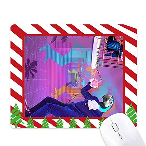 Tapis de souris danse DJ fantasme canne de Noël antidérapant grand format