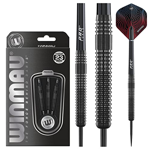 WINMAU Solaris Pro Specialist Tungsten 21 Gram Steel Tip Darts Set with Flights and Shafts (Stems)