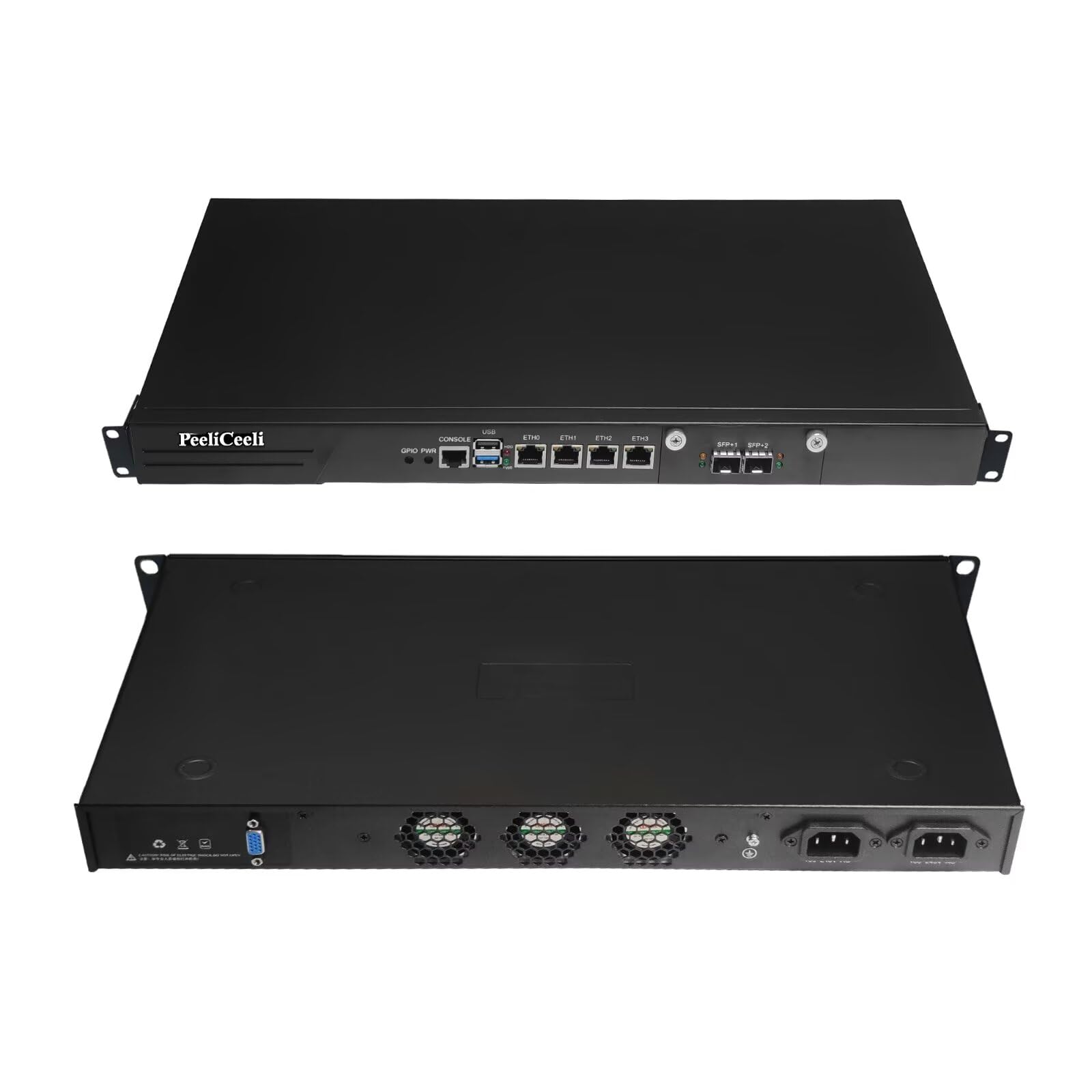 1U Firewall Appliance 19'' Rackmount Network Security Hardware, OPNsense Router PC, N100, 2 x SFP+ 10 Gigabit, 4 x I226V 2.5GbE LAN, GPIO, Barebone, NO RAM, NO Storage