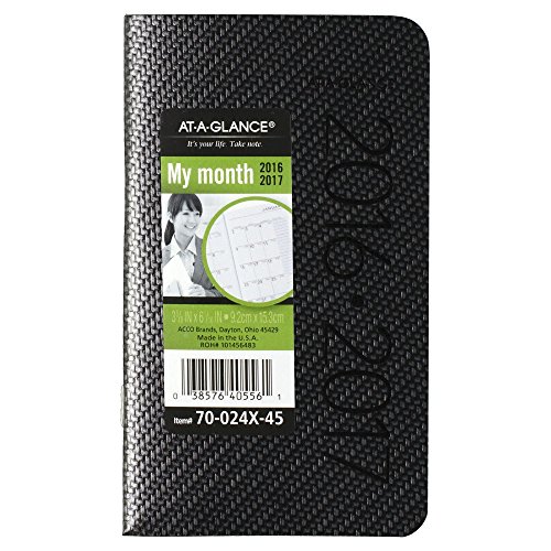 AT-A-GLANCE Monthly Planner 2016-2017, Pocket Size, 24 Months, Contemporary, 3.62 x 6.12 Inches, Gray (70-024X-45)