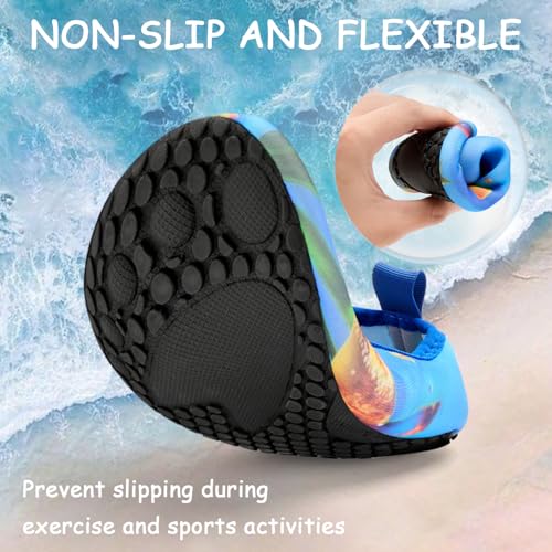 Image of ANLUKE Kids Boys Girls Water Shoes Barefoot Aqua Socks Fast Dry Beach Swim Outdoor Sports Shoes for Toddler (Seafish 32 /33)