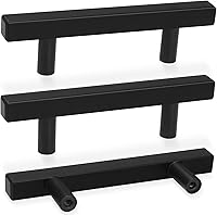 AEEKEL 30 Pack Matte Black Square Cabinet Handles 5 Inch Drawer Pulls 3 Hole Center Stainless Steel Kitchen Bathroom Hardware