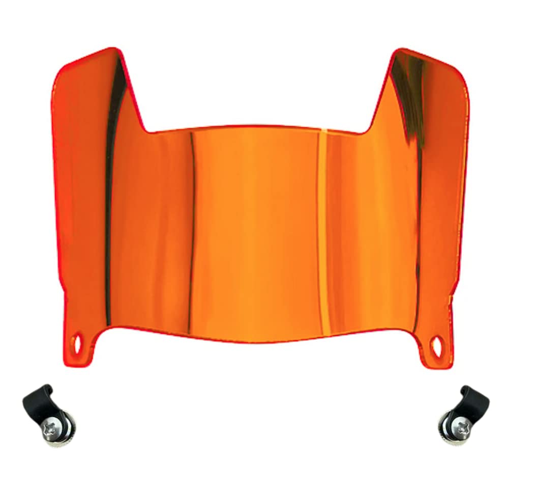 Orange Chrome Mirror Custom Mini Football Helmet Visor Shield with Clips - Fits All Major Brand Miniature Helmets - Mini Visor ONLY
