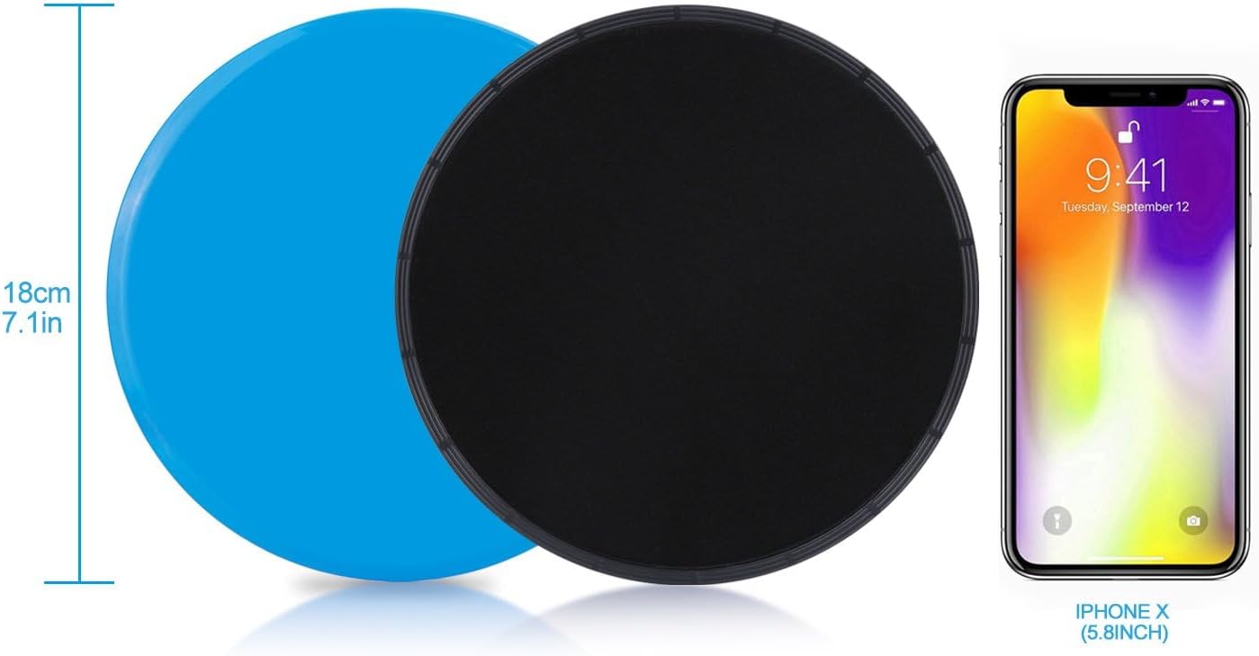 Gliding Discs Core Sliders Exercise Sliders 4 Pack Dual Slider for Carpet Hard Floors Core Fitness Ultimate Core Training Gym and Full Body Workout’s at Home or Travel Black and Blue
