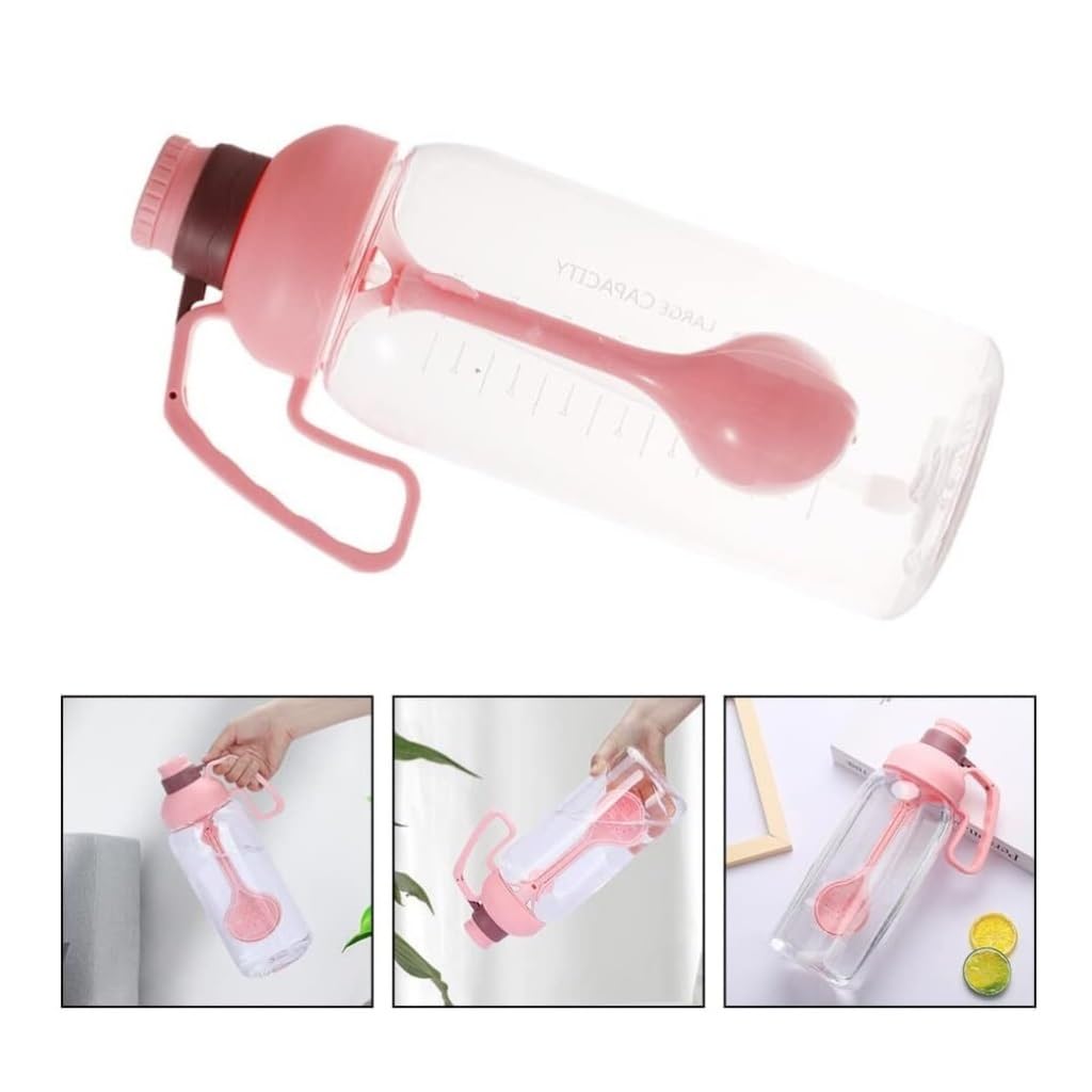 Bouteille d'eau Bouteille d'eau de bureau en plein air bouteille de paille d'eau de sport de forme physique bouteille d'eau portative avec la passoire à thé bouteille d'eau de 1.8L Gourde(Rosa)