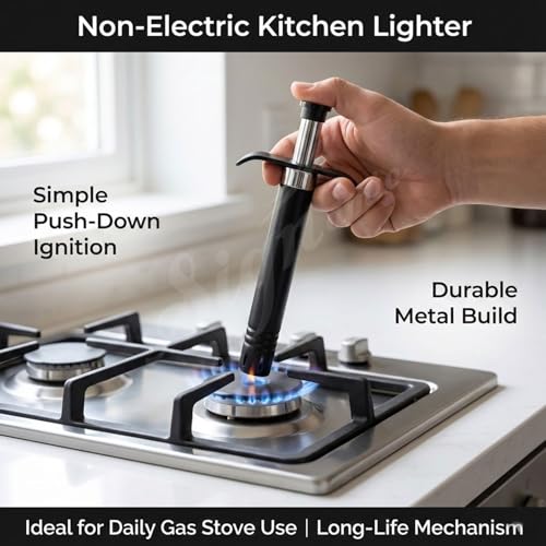 Image of Signamio Gas Lighter for Kitchen - Durable Lighter for Gas Stove, Easy-to-Use Gas Lighter with Ergonomic Handle, Safe Ignition, Perfect for Home Cooking, BBQ, and Camping Needs