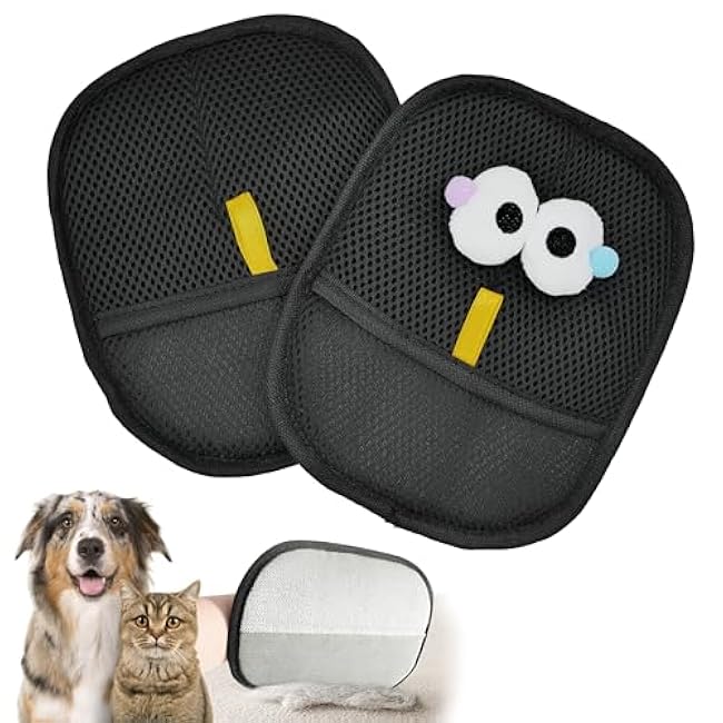 EKoo Pet Hair Remover Glove ¨C 2Pcs Cute Reusable Grooming Glove for Removing Cat & Dog Hair from Furniture, Car Seats, Bedding, Carpets, Clothes-rzkHe8Pr