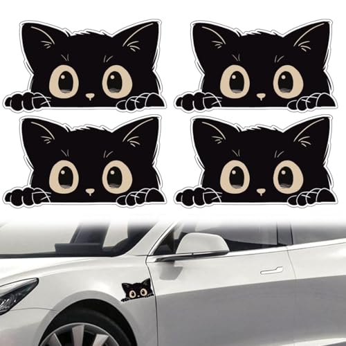 4 Pièces Autocollant Chat 3D pour Voiture, Autocollant pour Voiture, Chat Mignon, Autocollants Muraux