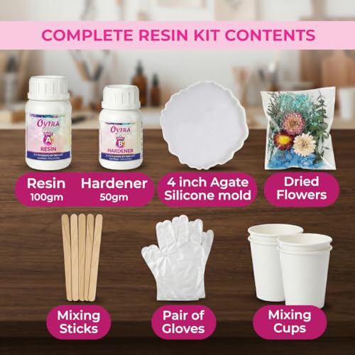 Image of Oytra Resin Art Kit Coaster Set with Silicone Mould Epoxy Resin Liquid DIY Craft Kit with Tools for Beginners Artists Coasters Making Mold Material (4 Inch Coaster Kit)