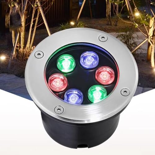 Luces LED empotradas para Exteriores: lámpara LED de Suelo para paisajismo, Foco LED RGB con Cambio de Color, luz Exterior para decoración de terrazas y Jardines, luz LED empotrada Redonda Resist