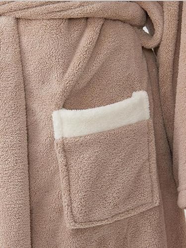 Image of DIVYAM Unisex Kids Bathrobe for 6-12 Years - 425 GSM Double Sided Soft Fleece Coral Velvet Material | Brown Hooded with White Bear | Lightweight & Quick Dry | Ideal for Bath, Pool & Beach