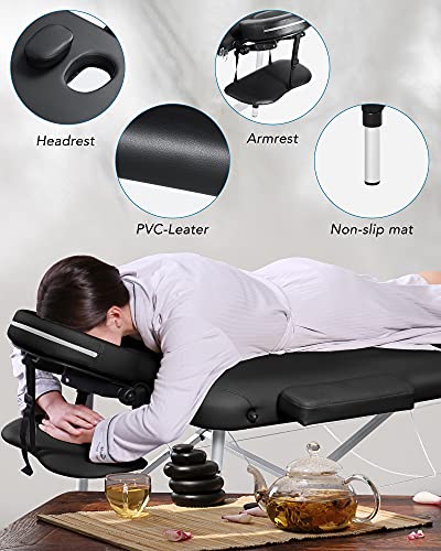 Massageligstoel, inklapbaar, in hoogte verstelbaar, massagetafel, cosmetica-ligstoel, therapielligstoel, massagebed, 3 zones, aluminium voeten, draagtas, draagbaar, afmetingen: 185 x 60 cm - Image 4