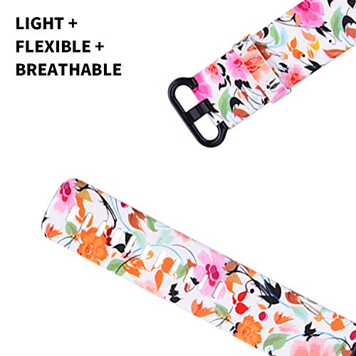 FunBand Compatible with Fitbit Charge 3/Charge 4 Strap Bands,Unique Elegant Floral Pattern Printed Soft Silicone Sport Adjustable Replacement Bracelet for Charge 3/Charge 4 Fitness Activity Wristband - Image 4