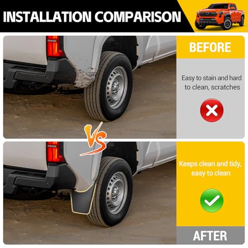 Image of Mud Flaps for 2024 2025 2026 Toyota Tacoma Mudguards Only No Drill Splash Guards Front & Rear Truck Mud Guards with Hardware Accessories Mudflaps Set(4pcs)