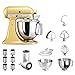 Produktbild KitchenAid Küchenmaschine Artisan 5KSM175PS Veggie S Paket | mit TOP Zubehör: Gemüseschneider mit drei Trommeln sowie zusätzlichem Raspel und Reibenpaket mit 3 weiteren Trommeln (Pastellgelb)