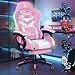 ALFORDSON Gaming Stuhl Gamer Stühle RGB LED Racing Gamer-Stuhl PC-Gaming-Sessel Massage Bürostuhl ergonomisch Fußstützen, Schreibtischstuhl, Neigungswinkel 90-150°,180 kg belastbar, Rosa