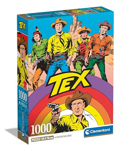 Clementoni, Tex Puzzle-Tex-1000 Pieces, Comic Puzzle, Author Illustrations, Vertical, Fun for Adults Made in Italy