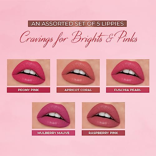 Just Herbs Ayurvedic Liquid Matte Lipstick Kit Set Of 5 With Long Lasting, Hydrating & Lightweight Lip Colour, Brights & Pinks - Paraben & Silicon Free - 5 Ml - Image 3