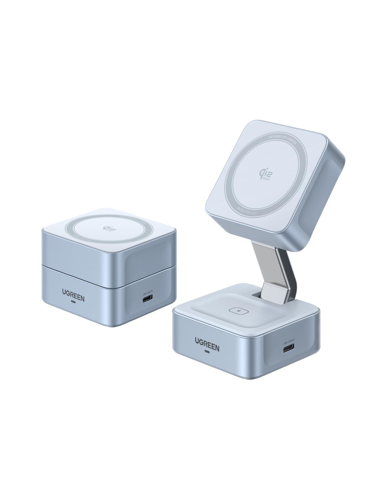 UGREEN MagFlow Qi2 25W Caricatore Wireless per iPhone 2 in 1, Stazione di Carica Magnetico Pieghevole Angolo Regolabile Compatibile con iPhone 16 15 14 13 12, AirPods 4 3 Pro 2