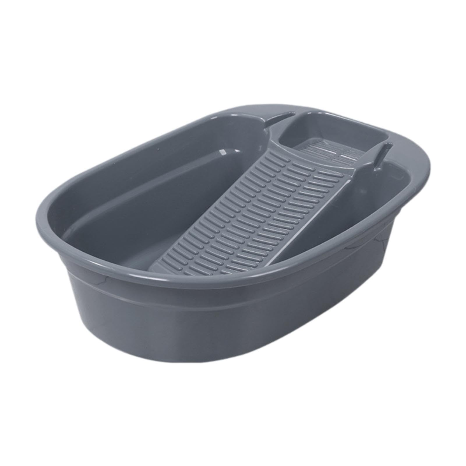 Waschbrettbecken Waschschüssel mit Eingebautem Waschbrett Wäschekübel aus Hochwertigem Leicht zu Tragen für Reisen Picknick Haushalt, tiefgrau