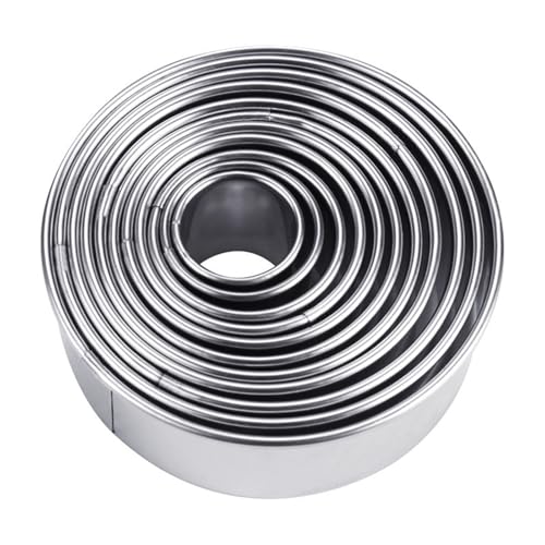 11 Pcs Round Cookie Cutters, Circle Cutter, Crumpet Rings, Scone Cutters for Baking, Stainless Steel Circle Cookie Cutters Set, Pastry Cutters in Graduated Sizes for Donut and Scone(11 Pack Round)