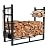 HECASA 33 Inch Firewood Rack W/Kindling Holder Include Shovel Poker Tongs Brush Heavy Duty Steel Indoor Outdoor Fireplace Log Rack Steel Powder Coated