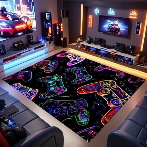 Funvalley Surperfect Gaming Rugs for Boys Bedroom 80×120cm Gamer Rug Non-Slip Game Room Rug for Playroom Bedroom Living Room Decor Accessories