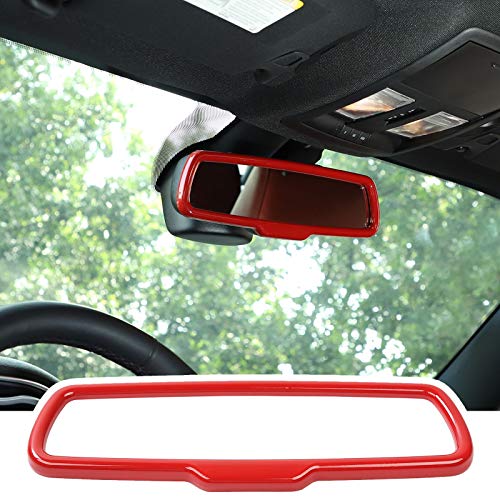 Car Interior Rear View Mirror Decoration Cover Trim Frame for Dodge Challenger 2015-2020, for Dodge Charger 2010-2020, for Dodge Ram 2010-2017 (Red)