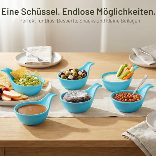 Flexzion Keramik-Dip-Schalen, kleine Schalen zum Dippen mit Griff, Gewürzbecher, Sojasaucenschale, Porzellanauflaufförmchen, Soßenhalter… – Ansicht 5