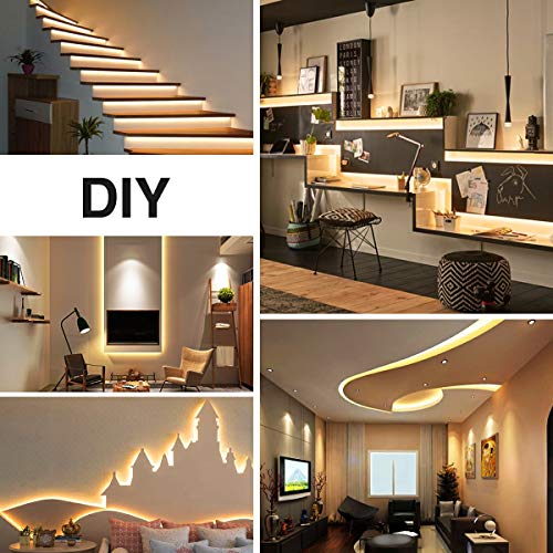 Image of Olafus 16.4ft LED Strip Lights Warm White Dimmable, LED Rope Light Kit 12V Flexible Under Cabinet Lighting Strips, 5m 300 LEDs 2835, 3000K Bright Led Lights for Bedroom, UL Listed Plug (Pack of 3)