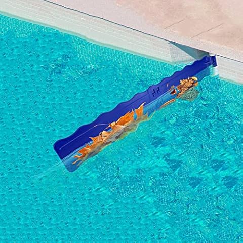LISINAN Pool Surface Skimmer-Plastic Debris Skimmer,Hands Free Pool Leaf Skimmer,Work with Most Skimmer Systems on Above-Ground and in-ground Pools Measures 28 in. by 4 in. (Blue) Cover