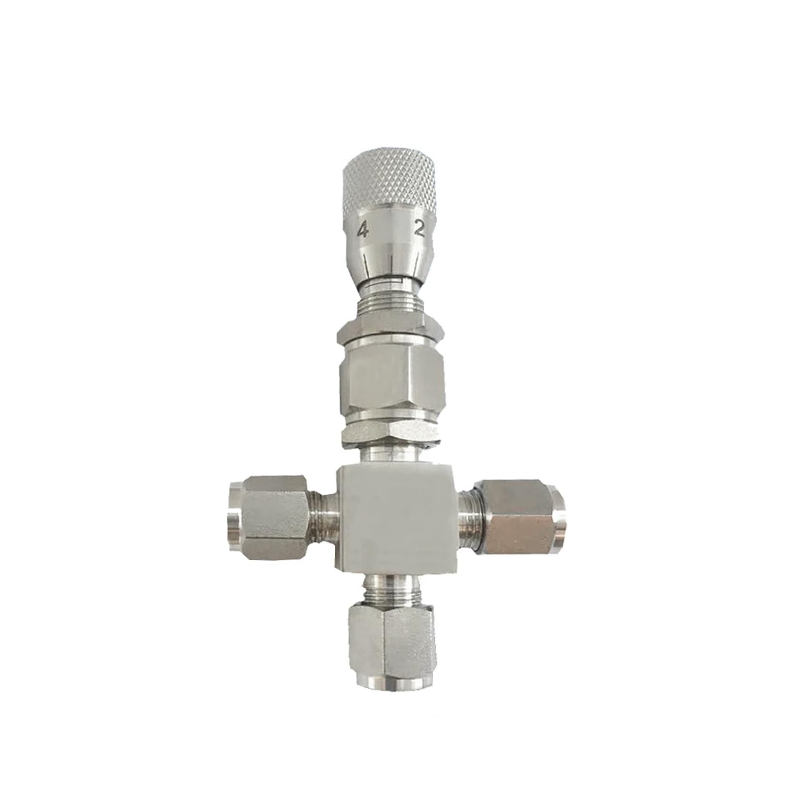 Valve à aiguille de précision sur tube de compression en T 304 étanche eau et gaz