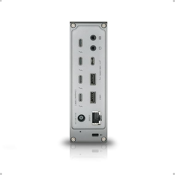 CalDigit TS5 Thunderbolt 5 Dock - 15 Port, 140W Charging, 80Gb/s TBT 5 x 4, USB-C 10Gb x 3, USB-A x2, 2.5Gb Ethernet, Dual 8K@60Hz Displays, SD & microSD UHS-II, 1m Braided Cable, Space Gray 240W PSU