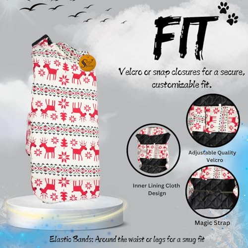 Image of Sage Square Winter Coloured Dog Coat - All-Weather Protection, Windproof, Waterproof Cozy Fleece Lining, Adjustable Straps, Durable, Stylish, Comfortable, Jacket (Red Dear Print, XX-Large)