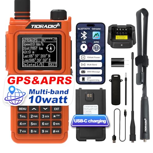 Image of TIDRADIO TD-H9 10Watt GPS&APRS Ham Radio Multi-Band;Capable of Bluetooth Connectivity; Wireless Programming; Spectrum Analysis;SMS Message Text; NOAA Weather Receiver Handheld Two Way Radio (Orange)