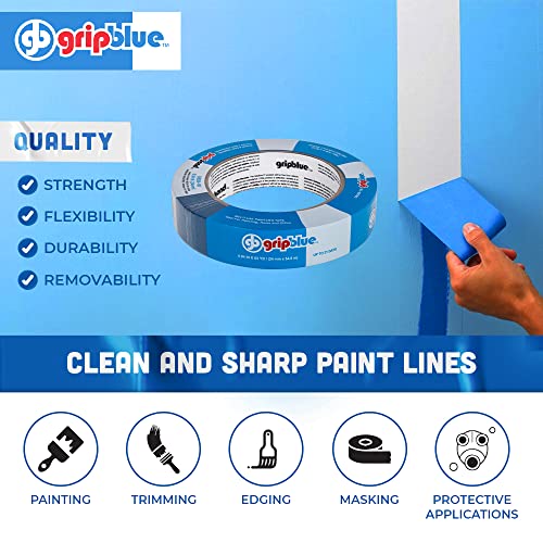 Image of Professional-Grade Blue Painters Tape 1 Inch Wide, 1 Roll | 0.94 in x 60 yd, Clean Removal, Easy Hand Tear, Multi-Surface Masking Tape for Indoor and Outdoor Use, UV Resistant