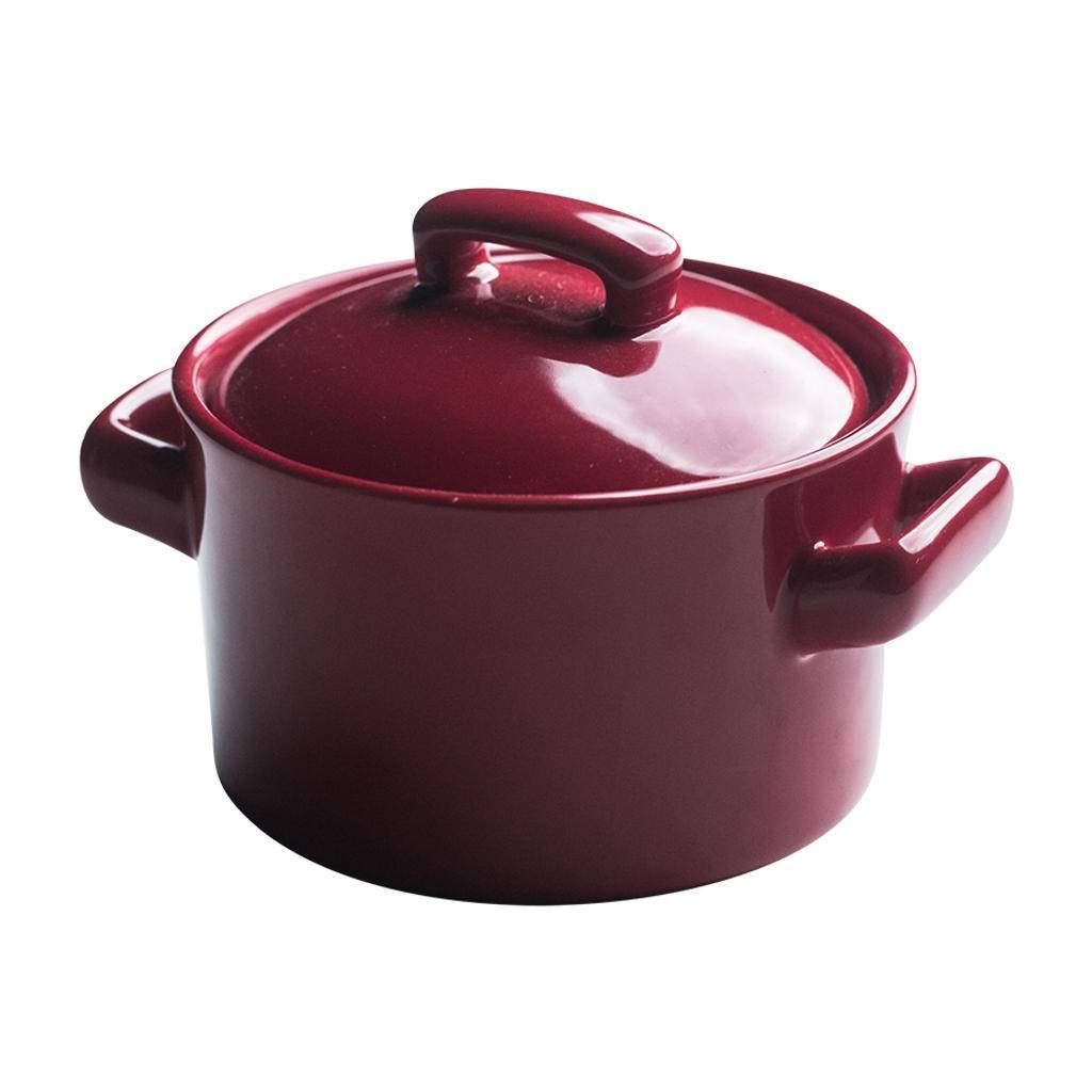 Bol à soupe style japonais en céramique rouge pour ramequin dessert cuisson avec poignée