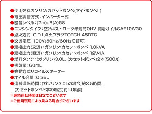 ニチネン(Nitinen) 2WAYインバーター発電機 YKG-1000 の商品画像 4