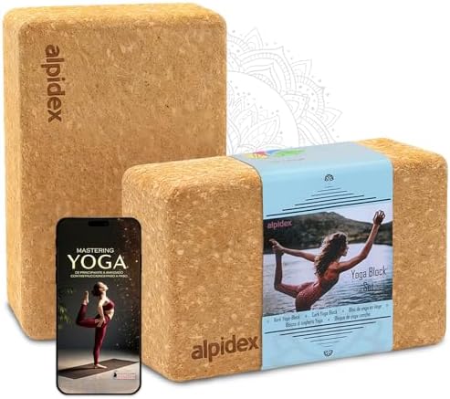 ALPIDEX Bloque de Corcho Juego de 2 Yoga Block Cork Ladrillo incl...
