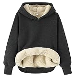 Gihuo Unisex Boys Girls Winter Sherpa Lined Hoodie Kid's Fleece Pullover Hooded Sweatshirt (S, DarkGrey)