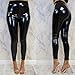 Produktbild Leggings Damen Hose Mode Damen Damen Sexy Schwarze Hose Hohe Taille Schlank Weich Strethcy Glänzend Pu Leder Wet Wet Look Kunstleder Leggings Schwarz L.