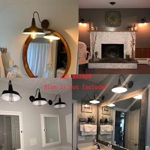 BRIGHTESS #80 Retro Black Wall Sconce Lighting Gooseneck Barn Flat Lights Industrial Vintage Farmhouse Wall Lamp Outside Led Light Fixtures E26 Bathroom Kitchen Bedroom Hardwired BRIGHTESS 80 Retro Black Wall Sconce Lighting Gooseneck Barn Flat Lights Industrial Vintage Farmhouse Wall Lamp Outside Led Light Fixtures E26 Bathroom Kitchen Bedroom Hardwired