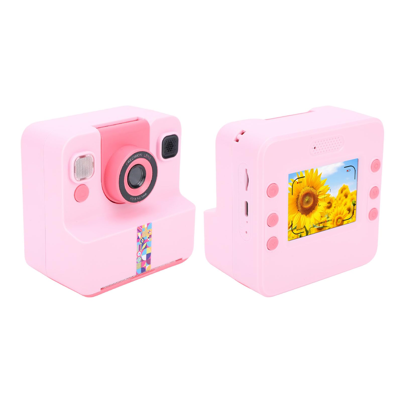 Fotocamera a Stampa Istantanea con Obiettivo Rotante a 180° (Rosa)