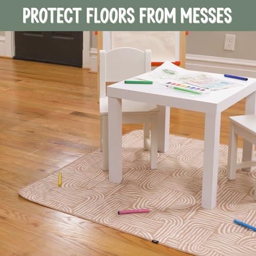 S&T INC. Baby Splat Mat for Under High Chair, Water Resistant Floor Mat, 42 Inches by 42 Inches, Tan Arches