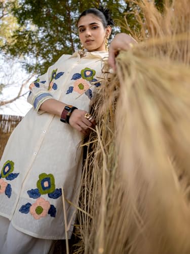 Image of INDO ERA Women's Cotton Ethnic Co-Ord Set | Kurta Pant Set | Stylish Cotton Suit Set for Women,10123