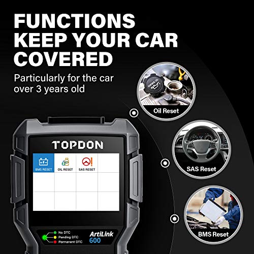 OBD2 Scanner TOPDON AL600, ABS SRS Code Reader, Diagnostic Scan Tool, Active Test for ABS/SRS, with Car Maintenance Reset Services of Oil, BMS, SAS