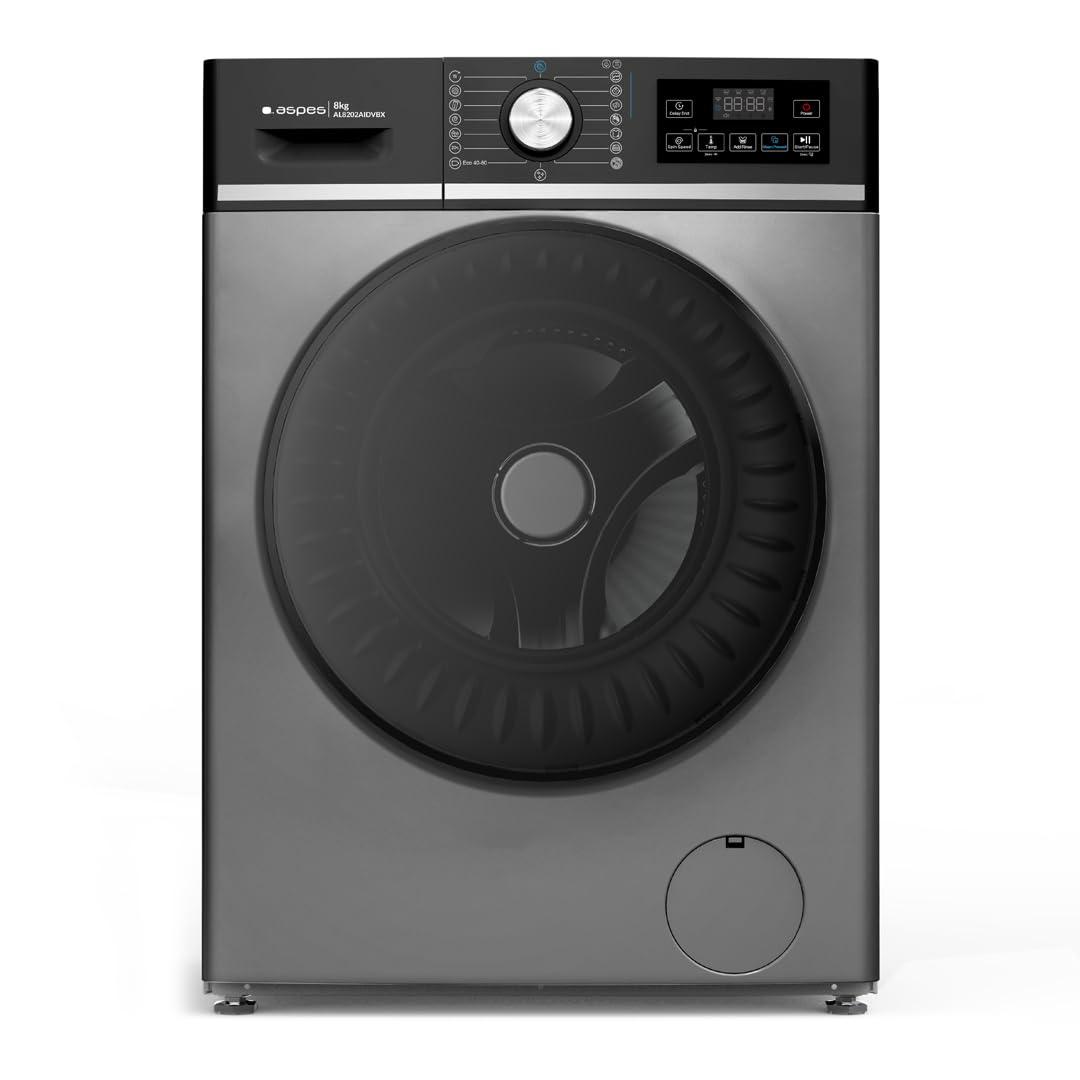 Aspes Lavadora 8 Kg Carga Frontal, Blanco, AL8202AIDVBX. 1200 rpm, Motor Inverter, 15 Programas, Eco-Logic System, Tambor Waterdrop, Clase de Eficiencia Energética A