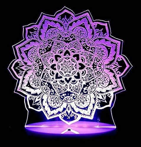 3Dフラワーナイトライトランプ イリュージョン 7色変化 タッチスイッチ テーブルデスク装飾ランプ アクリルフラットABSベースUS